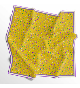 90 X 90 İpek Vual  İnce Eşarp - 03575 (Sarı)