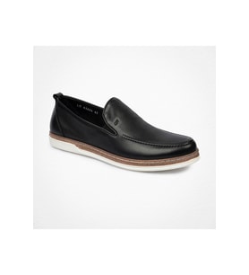Greyder 62624 Erkek Hakiki Deri Baskılı Lastikli Casual Urban Ayakkabı (Siyah)
