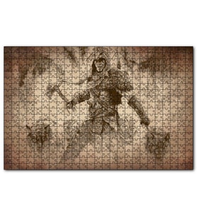 Cakapuzzle Baltalı Savaşçı ve Kurtları  Puzzle Yapboz MDF (Ahşap) (1000 Parça)