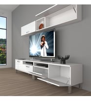Decoraktiv Eko 5200 Mdf Krom Ayaklı Tv Ünitesi Tv Sehpası (Beyaz)