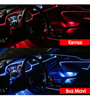 Araç Araba İçi Torpido Ledi Renkli İp Neon İp Led  2.50cm (Açık Mavi)