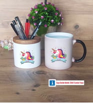 Unicorn Kalemlik, Kupa Bardak T Kişiye Özel Hediye (Model 3)