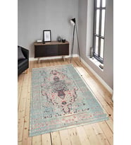 Dijital Baskılı Yıkanabilir Kaymaz Modern Renkli Salon Halısı Mutfak Halısı Yolluk ND-HY-891 (Mavi)