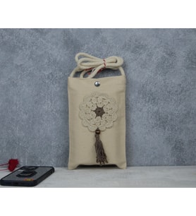 HANDMADE HAM BEZ MOTİFLİ TELEFON ÇANTASI (Gri)
