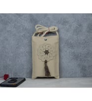 HANDMADE HAM BEZ MOTİFLİ TELEFON ÇANTASI (Gri)