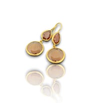 Kadir Jewellery 22 Ayar Altın Kaplama Kadın Taşlı Küpe -El İşçiliği Ve Hipoalerjenik Küpe (Kahverengi)