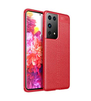 Galaxy S21 Ultra Kılıf Zore Niss Deri Desenli Silikon Kılıf (Kırmızı)