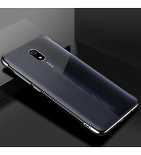 Xiaomi Redmi 8A Köşeleri Renkli Şeffaf Kamera Korumalı Kılıf (Gri)