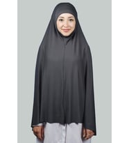 Hazır Türban Peçeli Pratik Eşarp Tesettür Nikaplı Hijab - Namaz Örtüsü Sufle (5XL) (Füme)