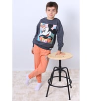 ERKEK ÇOCUK EŞOFMAN TAKIMI KARAKTER BASKILI RİBANALI F4 (Turuncu)