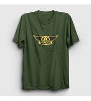 Presmono Unisex Sarı Yellow Aerosmith T-Shirt 7162tt (Haki)