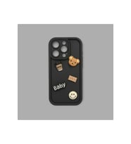 IPHONE 15 PR0; 3D AYICIK TASARIMLI YUVARLAK KAMERA  KORUYUCU YUMUŞAK SİLİKON KILIF (Siyah)
