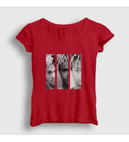 Presmono Kadın Sarı Three XXXTentacion T-Shirt 49349tt (Kırmızı)