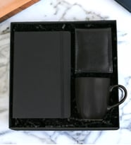 Defter Mermer Desenli Defter & Mermer Desenli Kupa Bardak Siyah Erkek Cüzdan Özel Erkek Set (Siyah)