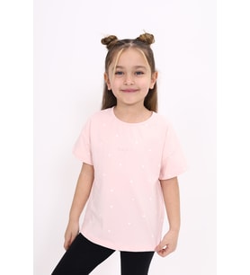 Toontoy Kız Çocuk Baskılı Tişört (Pudra)