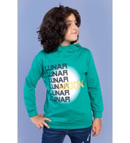 Toontoy Erkek Çocuk Kapüşonlu Baskılı Sweatshirt (Yeşil)