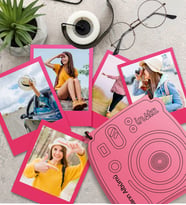 Rengarenk İnstax Tasarımlı Ahşap Kutu Ve 12'li Polaroid Fotoğraflar (Model 3)
