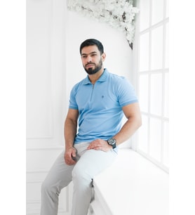 Paul Martin Fermuarlı Polo Yaka %100 Pamuk Regular Fit T-shirt (Mavi)