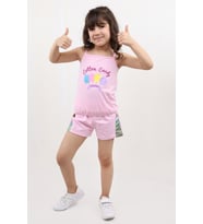 Toontoy Kız Bebek Baskılı Şortlu Takım (Açık Pembe)