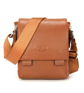 KANGAROO KINGDOM Hakiki Dana Deri Lacivert Erkek Postacı Çantası 8025-L (Taba)