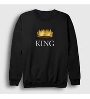 Presmono Unisex Beyaz King Kral Sweatshirt 381331tt (Siyah)
