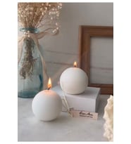 2 Adet Kokulu Yuvarlak Soya Wax Küre Daire Yuvarlak Ev Dekorasyonu Hediyelik Mum (Beyaz)
