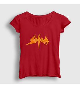 Presmono Kadın Haki Logo Sodom T-Shirt 383189tt (Kırmızı)