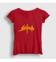 Presmono Kadın Haki Logo Sodom T-Shirt 383189tt (Kırmızı)