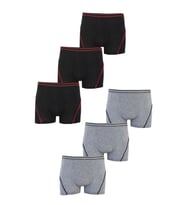 6lı Erkek Çocuk Likralı Pamuklu Boxer Kaliteli İç Çamaşır (Siyah-Gri)