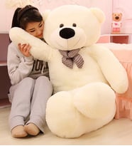 125 Cm Papyonlu Büyük Beyaz Ayıcık (%100 Yerli) (Krem)