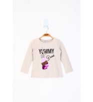 Toontoy Kız Çocuk Çevirmeli Pul Detaylı Sweatshirt (Kahverengi)