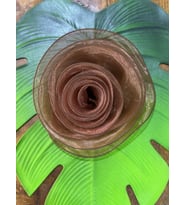 ÖZEL TASARIM TÜL ÇİÇEK DİKİŞ GİYİM ABİYE SAÇ AKSESUARI 25 CM (Kahverengi)