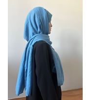 Moda Kaşmir Safir Pamuklu Şal (Açık Mavi)