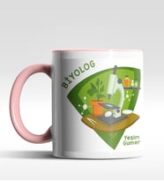 Kişiye Özel Biolog Tasarımlı Siyah Kupa (Beyaz-Pembe)