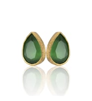 Kadir Jewellery 22 Ayar Altın Kaplama Kadın Minimal Küpe -El İşçiliği Ve Hipoalerjenik Küpe (Yeşil)