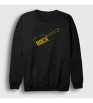 Presmono Unisex Bordo Logo Rock Guitar Sweatshirt 382988tt (Siyah)
