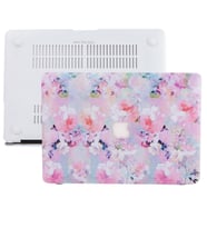 MacBook Pro Retina Kılıf HardCase A1425 A1502 2012/2015 ile Uyumlu Flower03 (Siyah - Lila)