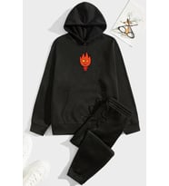 Unisex Ateş Avatar Baskılı Eşofman Takımı (Siyah)