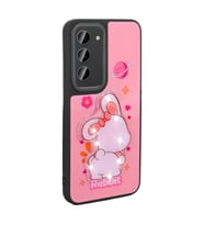 Galaxy S23 Kılıf Parlayan Kabartmalı İkonik Figürlü Amas Silikon Kılıf (Pembe)