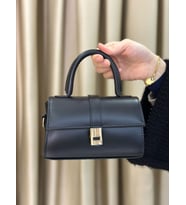 Mini Boy Kapaklı Gold Tokalı Çapraz Çanta (Siyah)