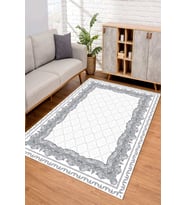 Dijital Kaymaz Taban Yıkanabilir Renkli Salon Halısı Mutfak Halısı Yolluk ND-SD-698 (Beyaz)