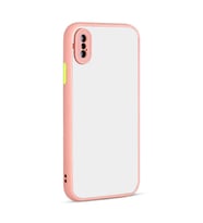 Apple iPhone XS Max 6.5 Kılıf Hux Düğme ve Kapak Zıt Renk Kılıf (Pembe)