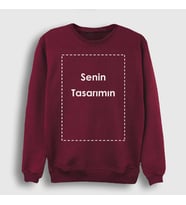 Presmono Unisex Beyaz Kendin Tasarla Kişiye Özel Sweatshirt 519522tt (Bordo)