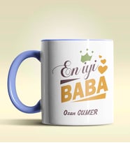 Kişiye Özel En İyi Baba Tasarımlı Siyah Kupa Bardak (Mavi)