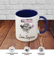 Anne Temalı Kişiye Özel İsim ve Fotoğraf Baskılı Kupa Bardak No:004 (Lacivert)