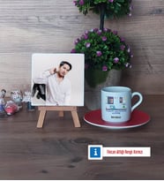 Yazılım Geliştirme Uzmanı Fotoğraflı Dekoratif Taş, Ahşap Altlıklı Türk Kahvesi Fincanı Hediye (Model 3)