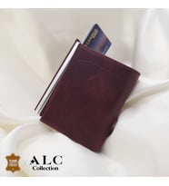 ALC Collection Hakiki Deri Mekanizmalı Renk Seçenekli Kadın ve Erkek Kartlık Cüzdan (Bordo)