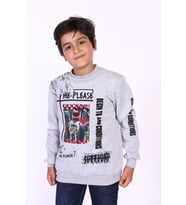 Toontoy Erkek Çocuk Balıkçı Yaka İçi Pamuklu Sweatshirt ( Gri-Melanj)
