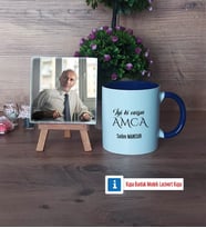 Amcaya Hediye Fotoğraflı Dekoratif Taş, Kupa Bardak Beyaz Hediye (Model 3)