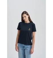 Smart Devil Kadın Baskı Taş T-Shirt (Lacivert)